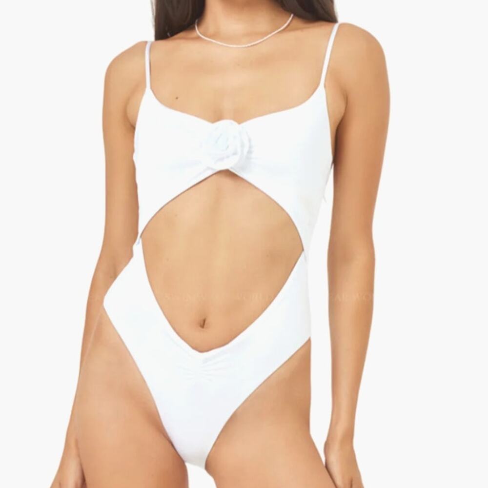 l*space White Cutout One-Piece Swimsuit with Knot Front